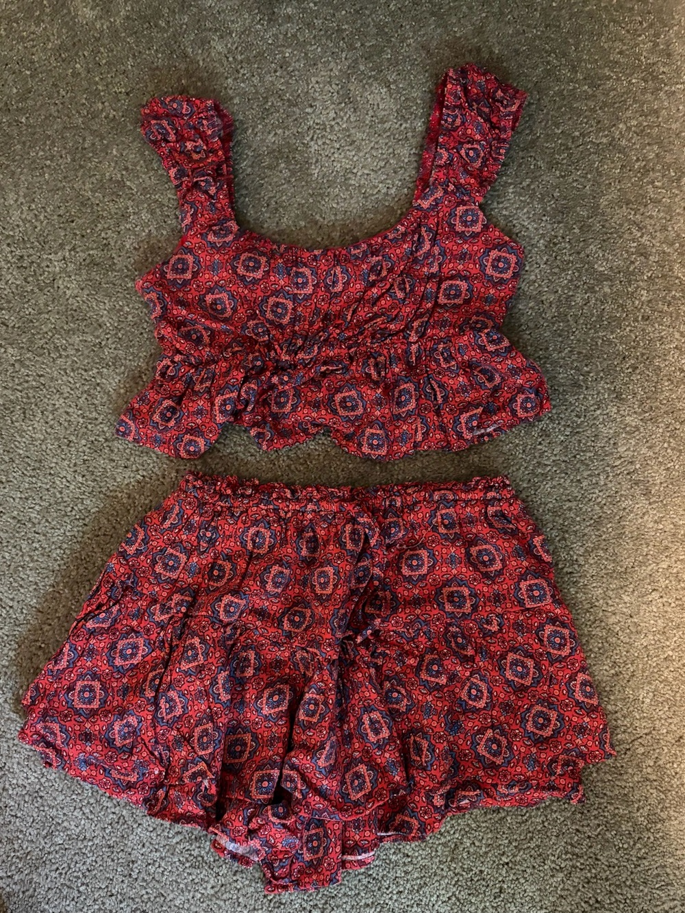 Rewind Red Printed Women’s Shorts Set